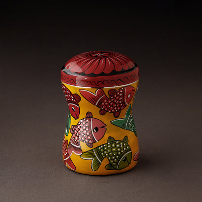 Orange Bengal Patua Handpainted Stainless Steel Multi Utility Canister