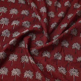 Red Chanderi Silk Handloom Bagh Block Print Fabric