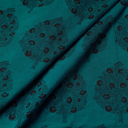 Green - Bagh Hand Block Printed Chanderi Silk Handloom Fabric