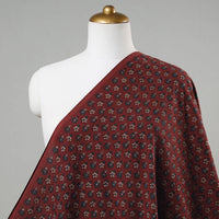 Red - Marron with Tinny Buti Block Print Cotton Ajrakh Fabric