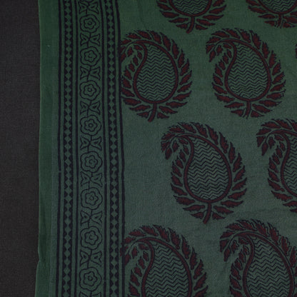 Green - Bagh Hand Block Printed Chanderi Silk Handloom Fabric