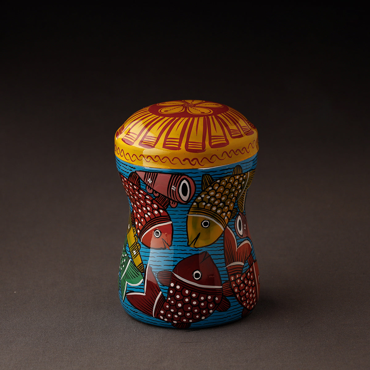 Blue Bengal Patua Handpainted Stainless Steel Multi Utility Canister