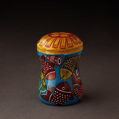 Blue Bengal Patua Handpainted Stainless Steel Multi Utility Canister