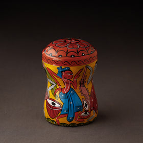 Orange Bengal Patua Handpainted Stainless Steel Multi Utility Canister