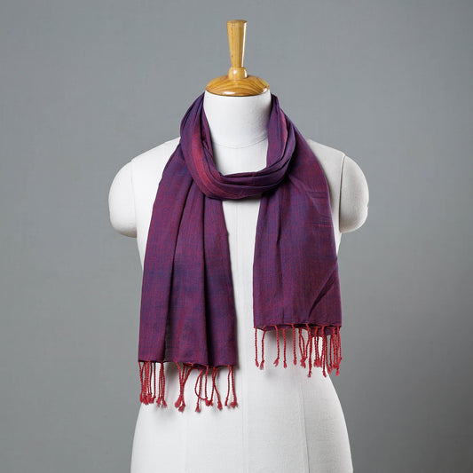 Purple - Mangalagiri Cotton Pure Handloom Stole with Tassels
