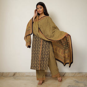  Bagh Block Printed Cotton Kurta with Palazzo & Dupatta Set 03 