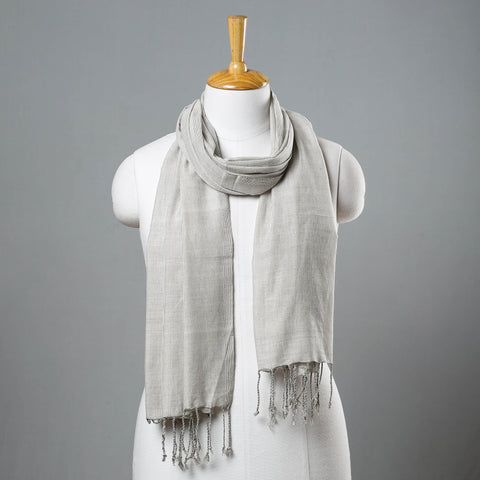 Grey - Mangalagiri Handloom Cotton Stole with Tassels