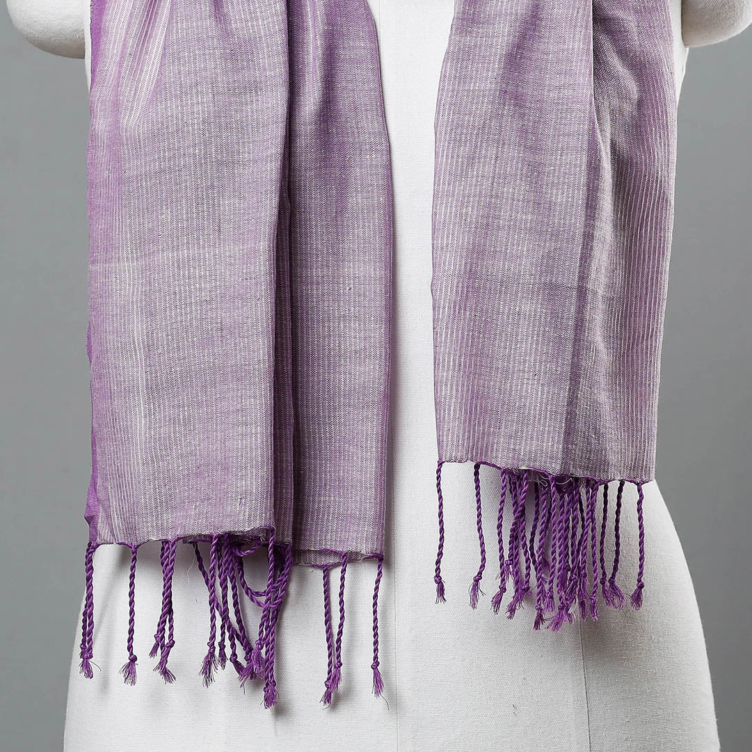 Purple - Mangalagiri Handloom Cotton Stole with Tassels