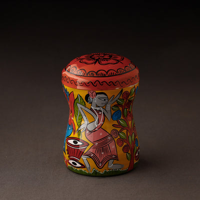 Multicolor Bengal Patua Handpainted Stainless Steel Multi Utility Canister