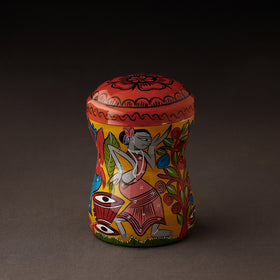 Multicolor Bengal Patua Handpainted Stainless Steel Multi Utility Canister