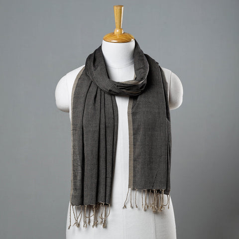 Grey - Mangalagiri Handloom Cotton Stole with Tassels