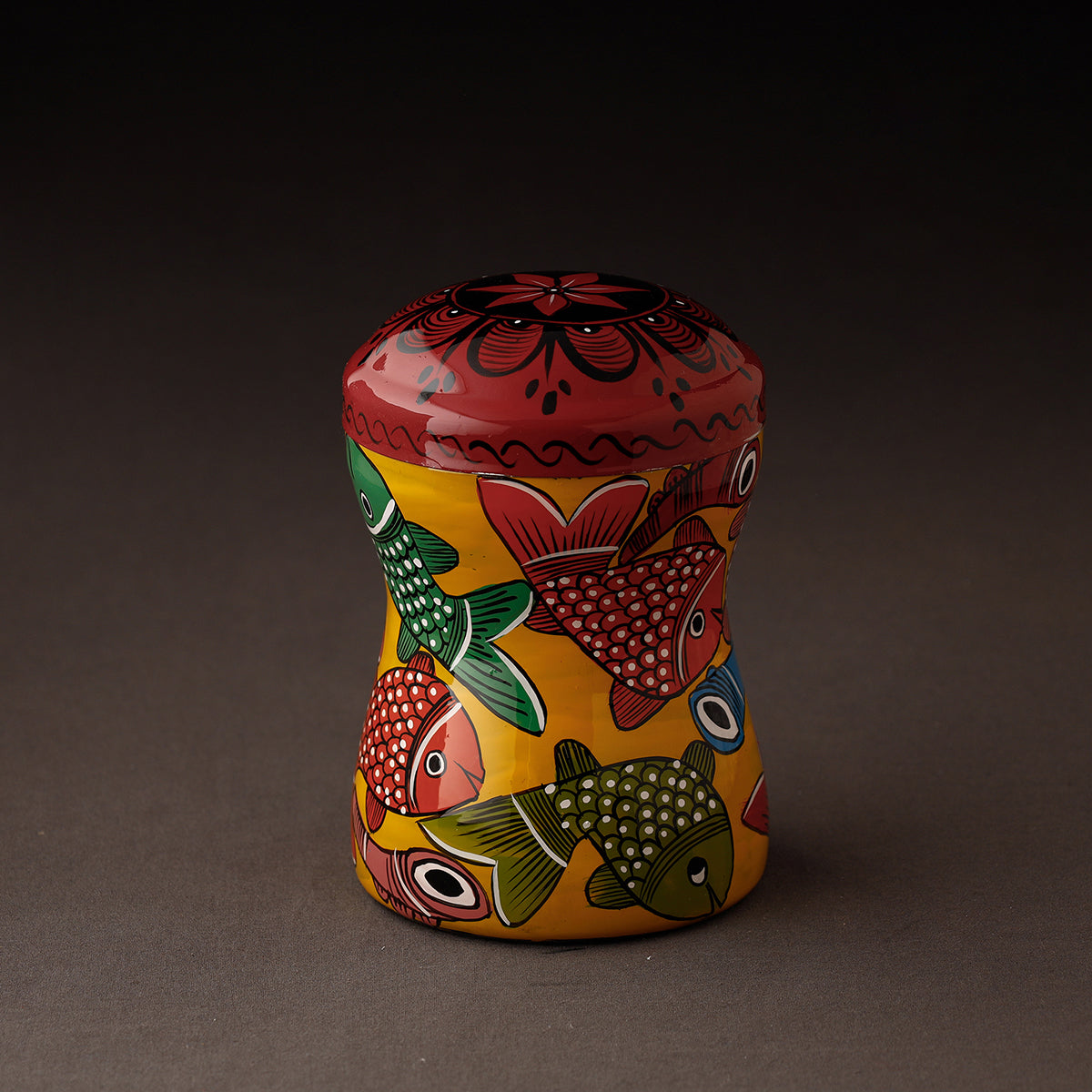 Orange Bengal Patua Handpainted Stainless Steel Multi Utility Canister