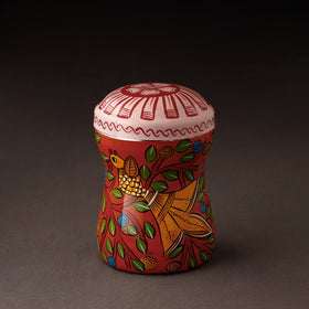 Red Bengal Patua Handpainted Stainless Steel Multi Utility Canister