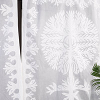 White - Applique Tree Cutwork Cotton Window Curtain from Barmer (5 x 3.5 feet) (single piece)