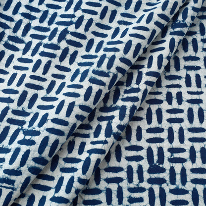 Blue - Pipad Block Printed Cotton Fabric