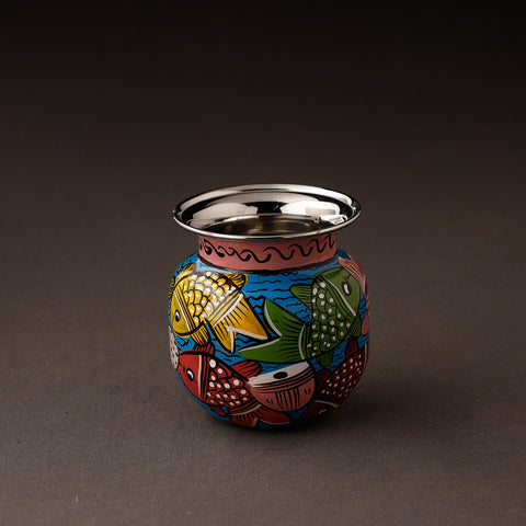  Bengal Patua Handpainted Stainless Steel Lota / Pooja Kalash
