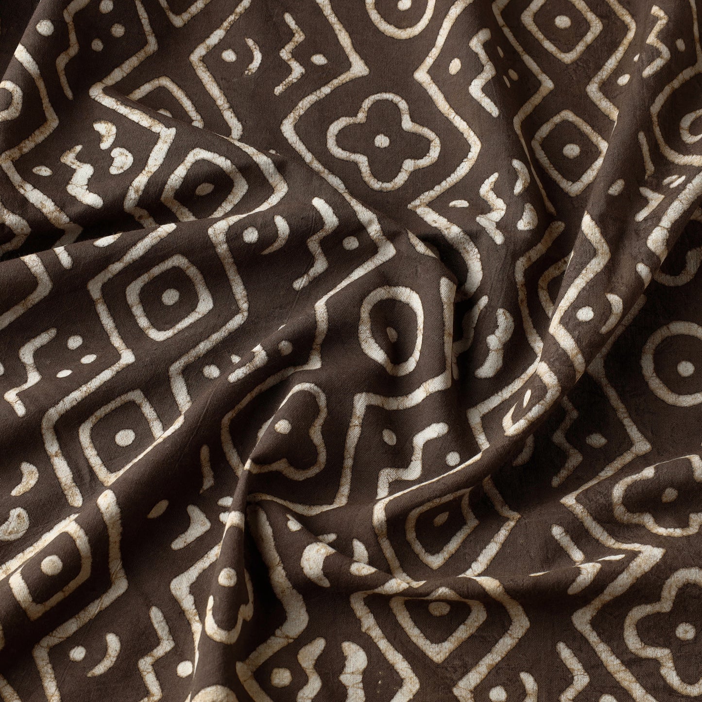 Brown - Pipad Block Printed Cotton Fabric