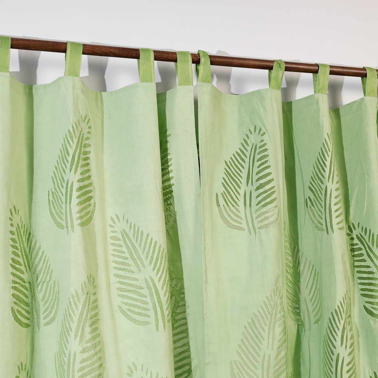 Green - Applique Leaves Cutwork Cotton Door Curtain from Barmer (7 x 3.5 feet) (single piece)