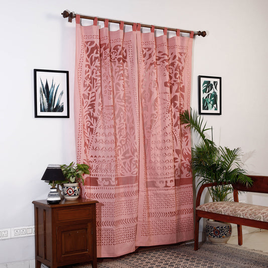 Peach - Applique Cutwork Cotton Door Curtain from Barmer