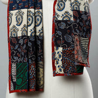 Multicolor - Patchwork Cotton Stole in Ajrakh Block Prints 08
