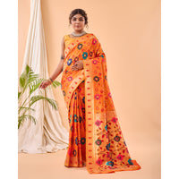 Orange - Radhika Yellow Paithani Silk Handwork Saree