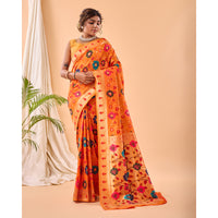 Orange - Radhika Yellow Paithani Silk Handwork Saree