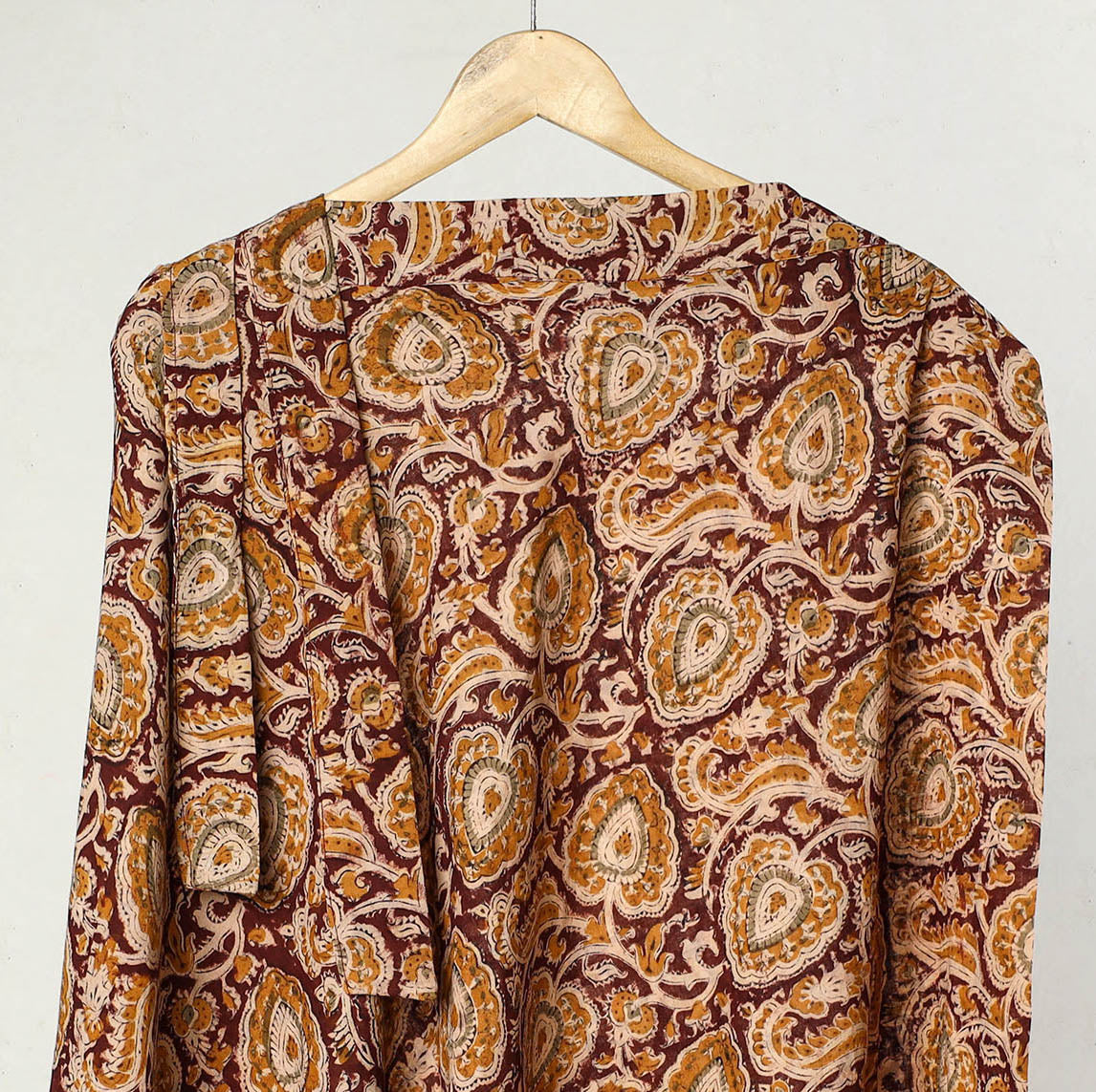 Brown - kalamkari printed cotton wrap around skirt 09