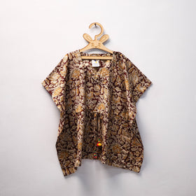 Brown Kalamkari Block Print Cotton Kids Kaftan (3-4 Years)