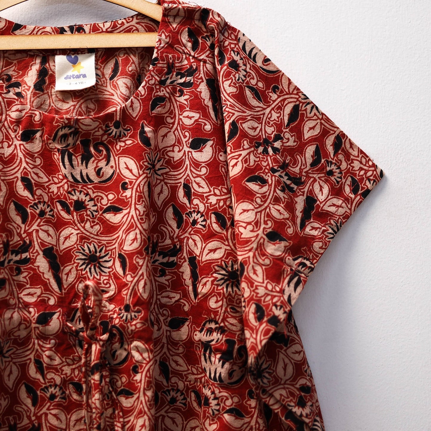 Red - kalamkari cotton kids kaftan (3-4 years) 85