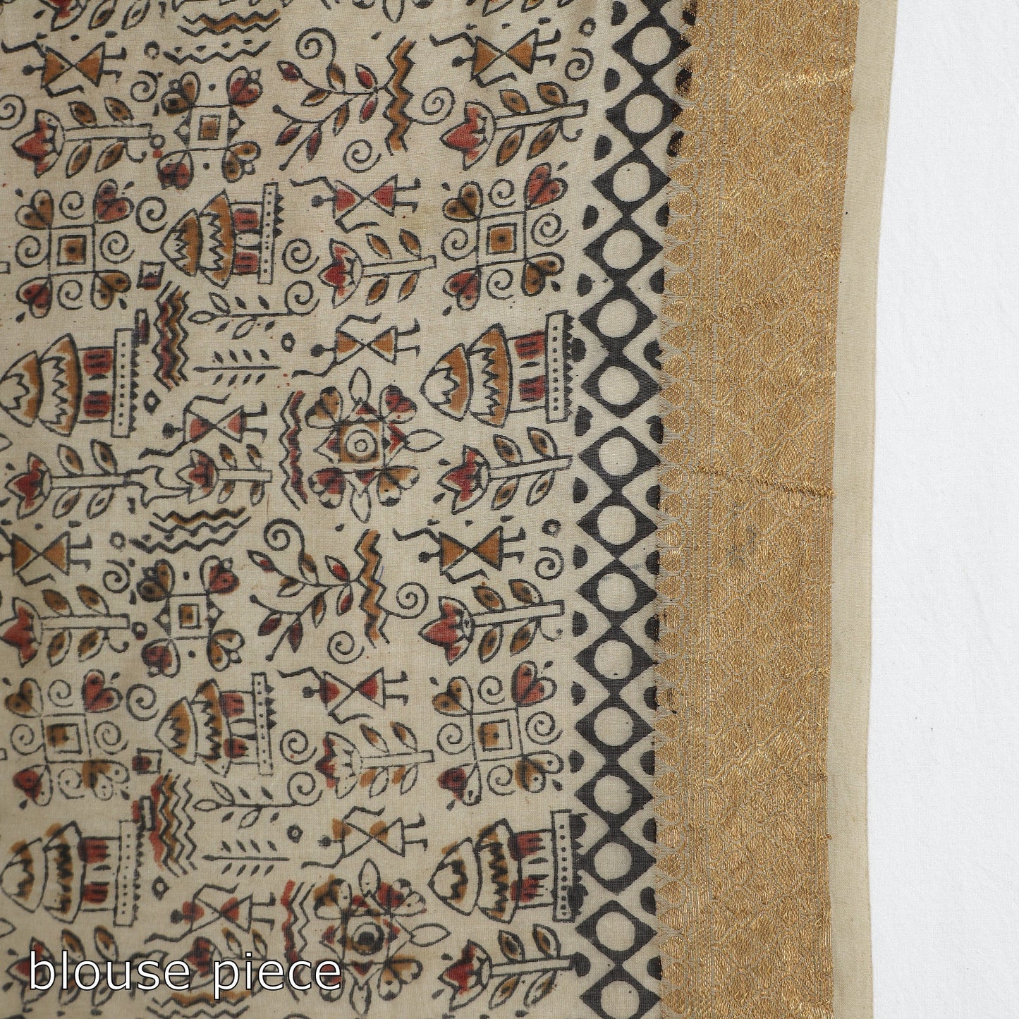 Black Original Pedana Kalamkari Block Print Chanderi Silk Saree