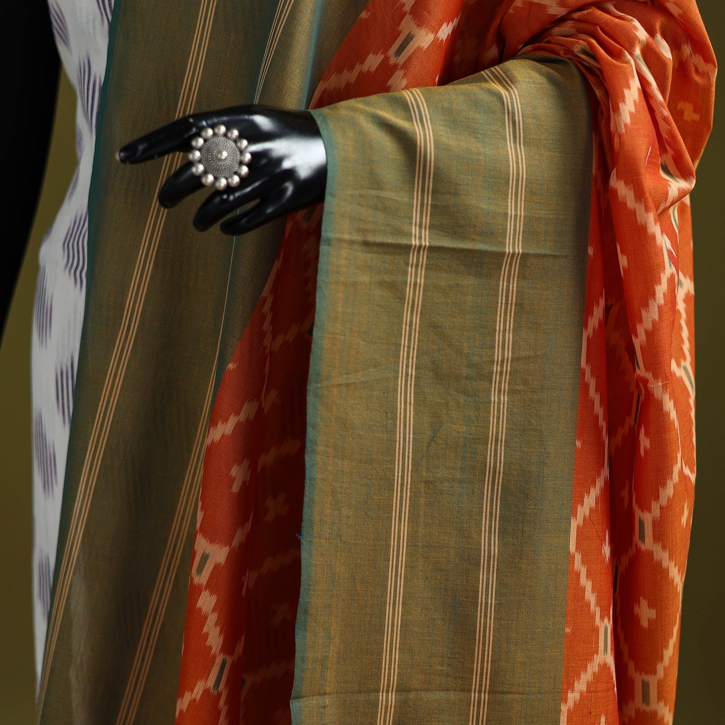 Handloom mercerised cotton pochampally ikat dupatta 06