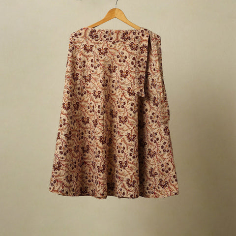 Beige - kalamkari cotton wrap around skirt 63 - handcrafted