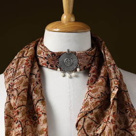 Kalamkari chanderi silk pendant necklace scarf 08
