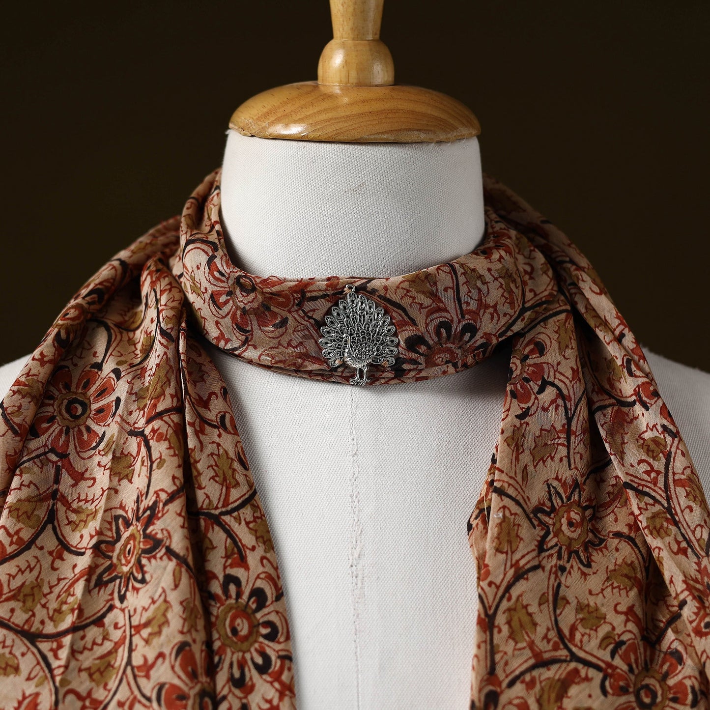Kalamkari chanderi silk pendant necklace scarf 12