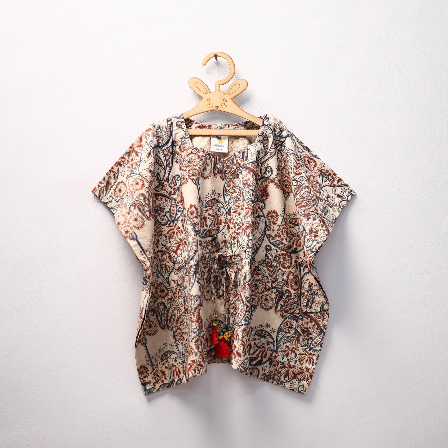 Beige - kalamkari cotton kids kaftan (3-4 years) 76