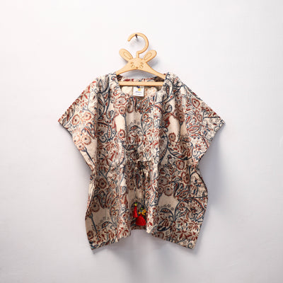 Beige - kalamkari cotton kids kaftan (3-4 years) 76