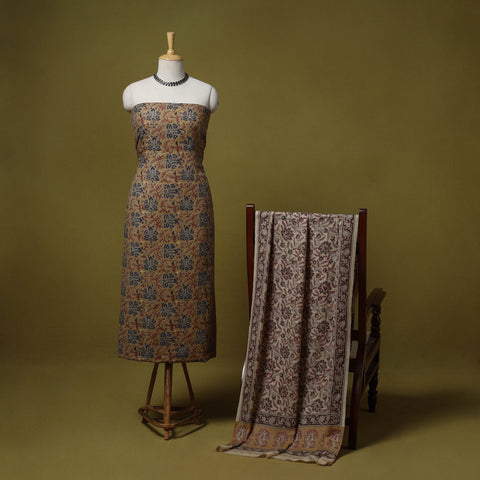 Merino wool pedana kalamkari 3pc unstitched dress material