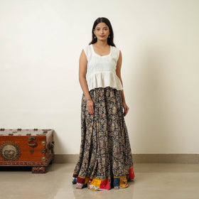 Multicolor - hand printed cotton long bagru skirt 02