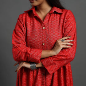 Buy Aaisha Red Plain Button Down Woollen Dress Online