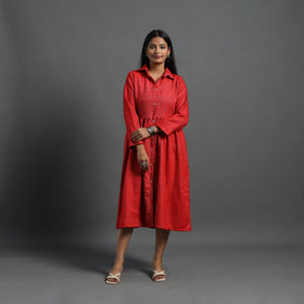Buy Aaisha Red Plain Button Down Woollen Dress Online