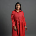 Buy Aaisha Red Plain Button Down Woollen Dress Online