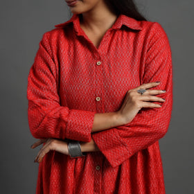 Buy Aaisha Red Plain Button Down Woollen Dress Online
