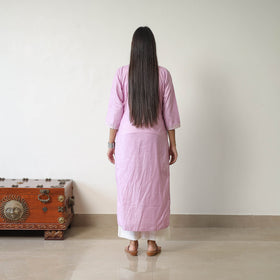  Aaliya Purple Linen Cotton Plain Kurta with Gota Work