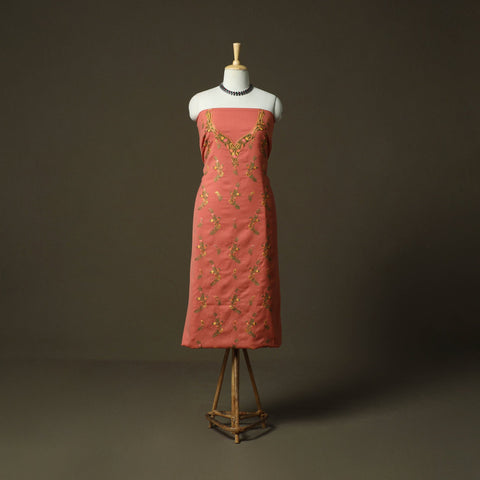 Aari hand embroidery cotton 2pc unstitched dress material