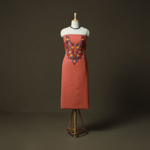 Aari hand embroidery cotton 2pc unstitched dress material