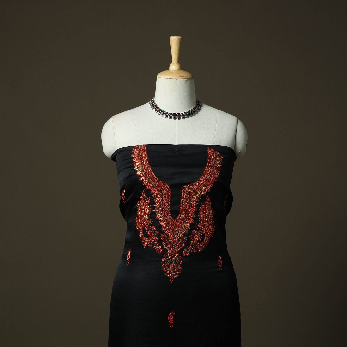 Aari work sozni hand embroidery silk 3pc unstitched dress