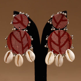 Aarushi shell & ghungroo work fabart handmade earrings