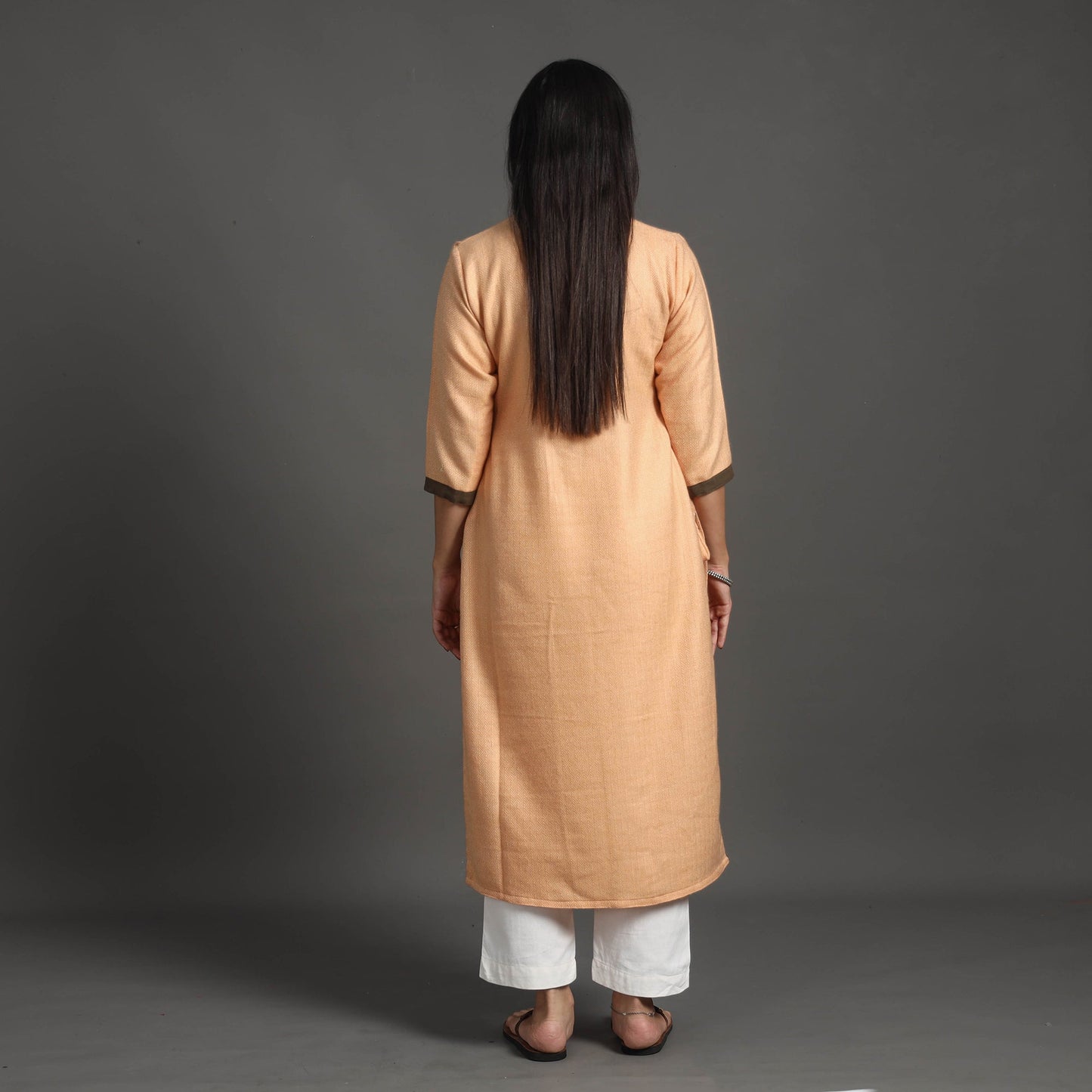 Buy Aashvi Light Peach Merino Woolen Kurta