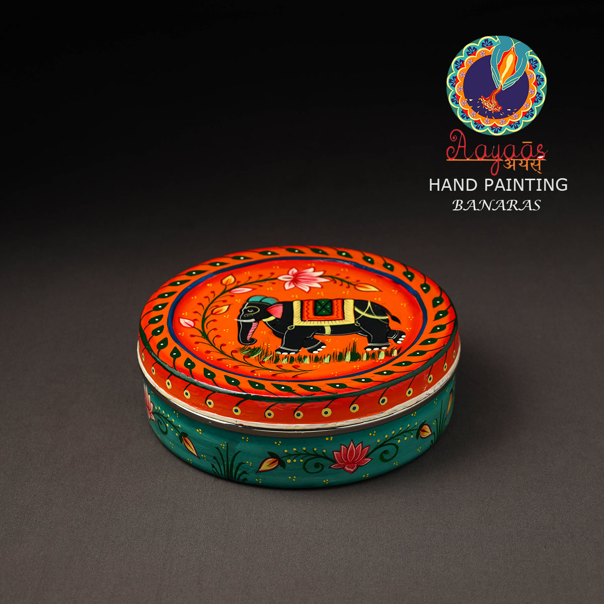 Banaras Handpainted Stainless Steel Roti Box 04