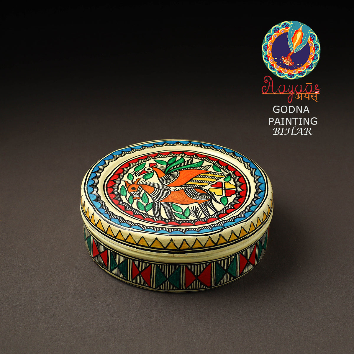  Godna Madhubani Handpainted Stainless Steel Casserole